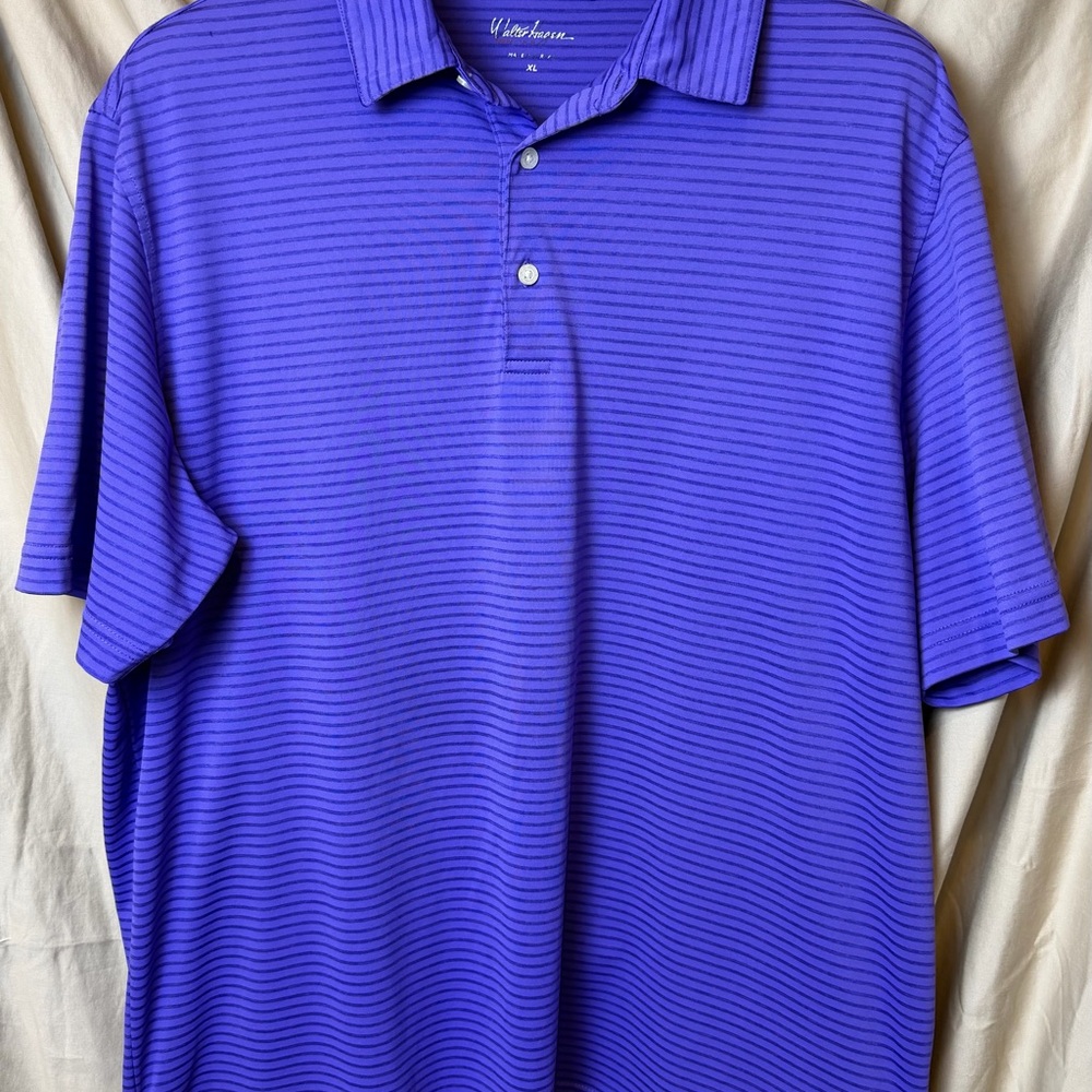 Walter Hagen Men's Purple Striped Performance Golf Polo Size XL Smoke-Free